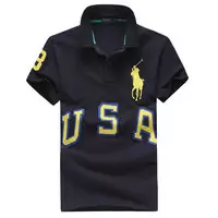 t-shirt hommes polo ralph lauren sport cotton 2013 high collar three usa black